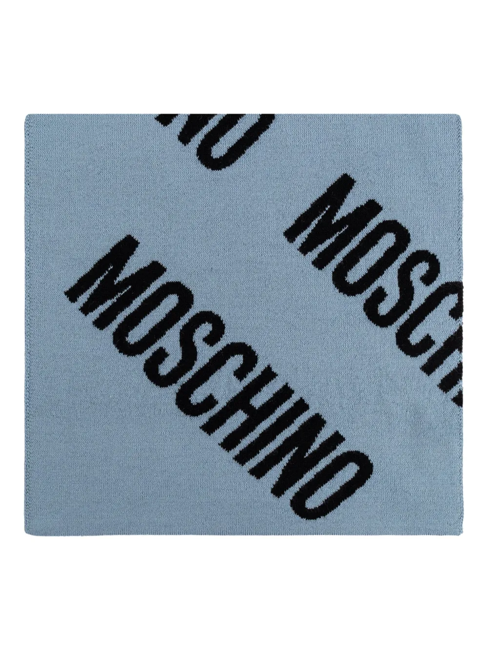 Moschino logo-pattern wool scarf Blauw