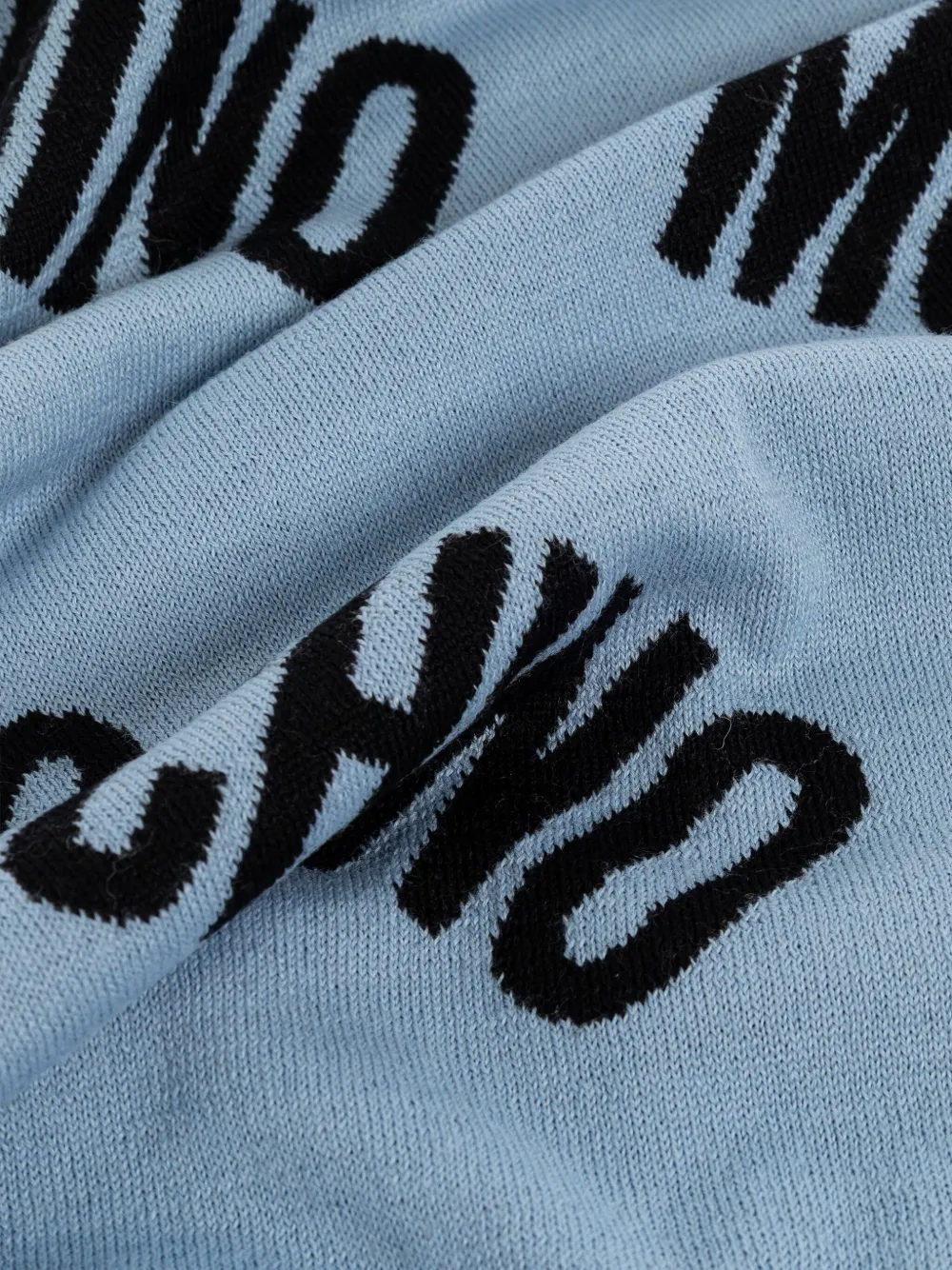 Moschino logo-pattern wool scarf Blauw