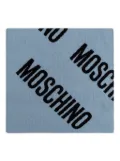 Moschino logo-pattern wool scarf - Blue