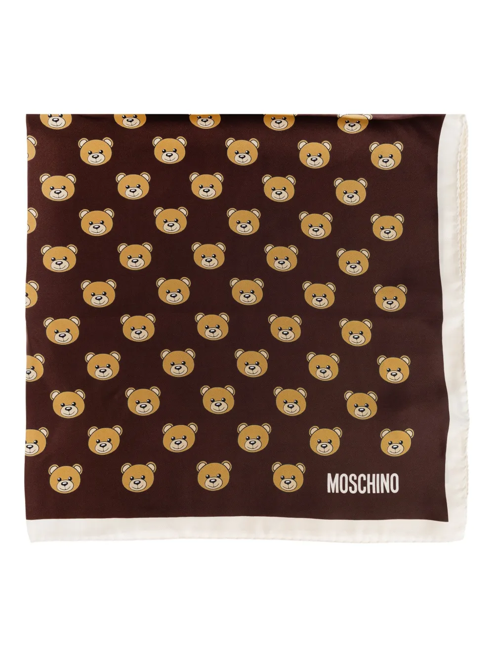 Moschino Teddy-print silk scarf Bruin