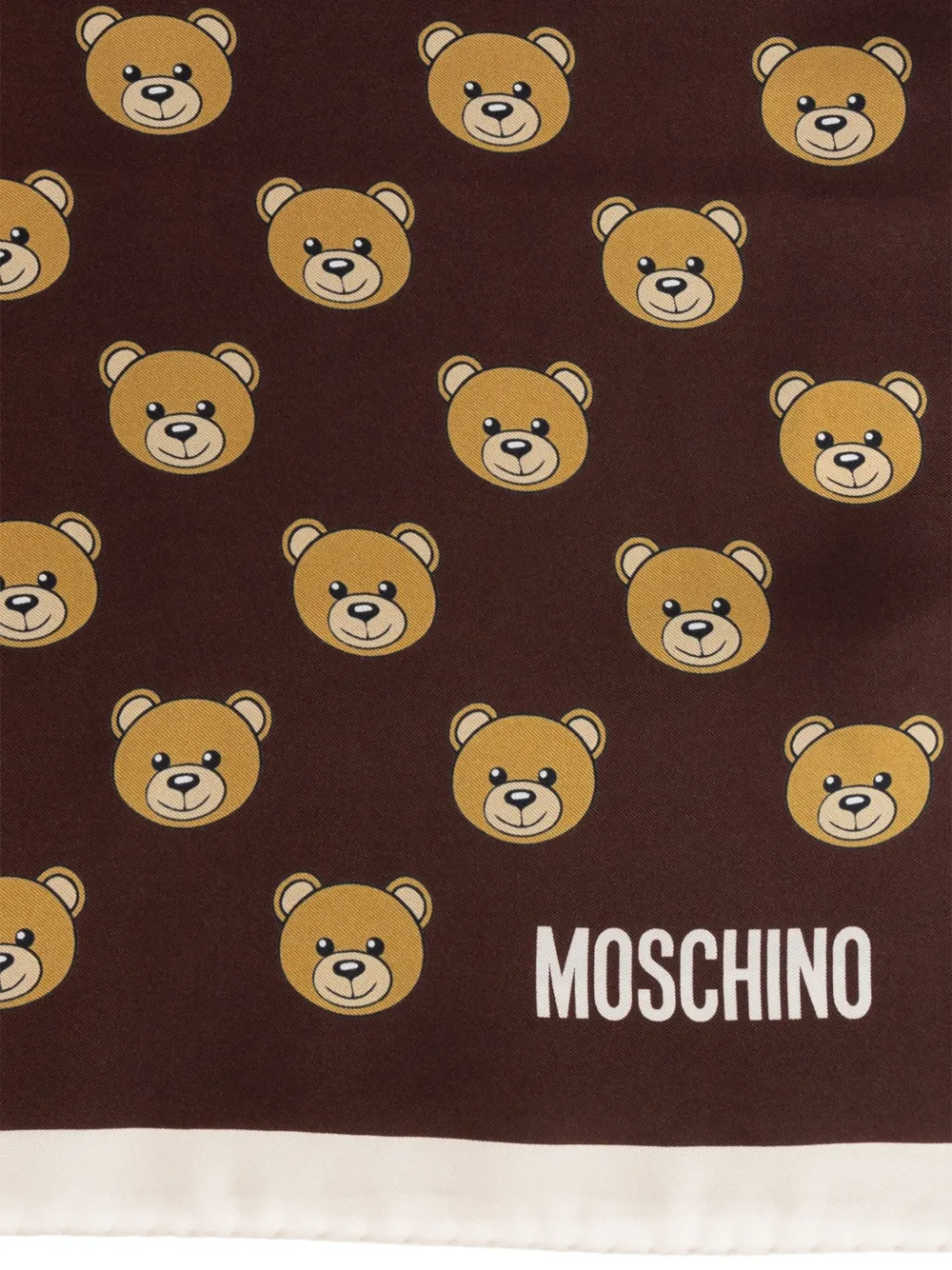 Moschino Zijden sjaal met teddybeerprint Bruin