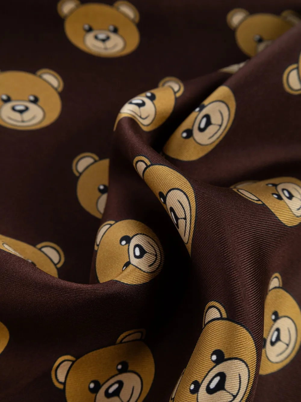 Moschino Zijden sjaal met teddybeerprint Bruin