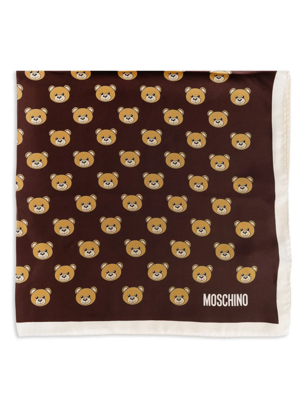 Moschino Zijden sjaal met teddybeerprint Bruin