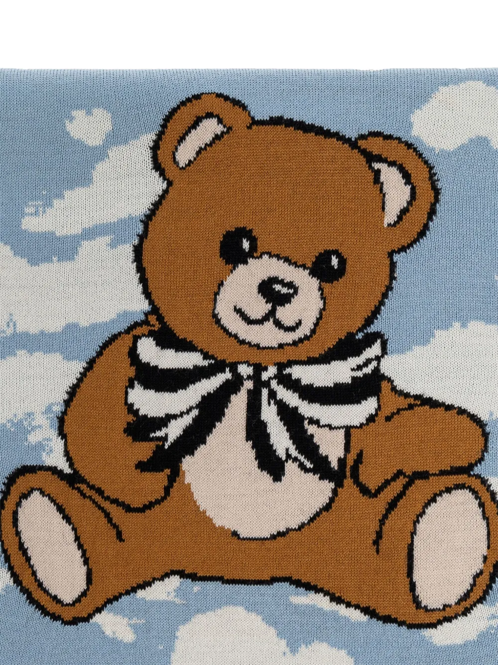 Moschino Sjaal met teddybeerprint en wolken-intarsia Blauw