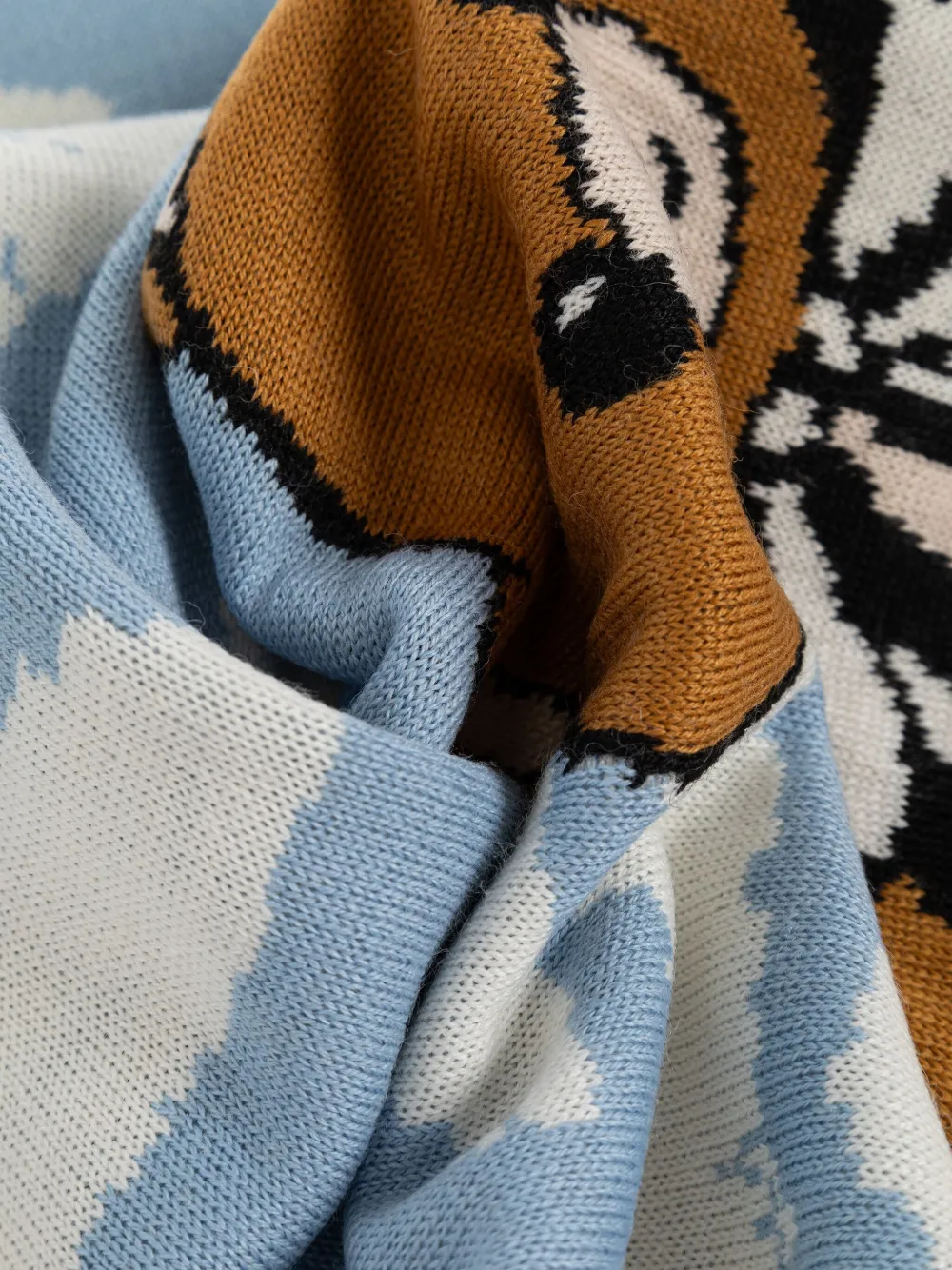 Moschino Sjaal met teddybeerprint en wolken-intarsia Blauw