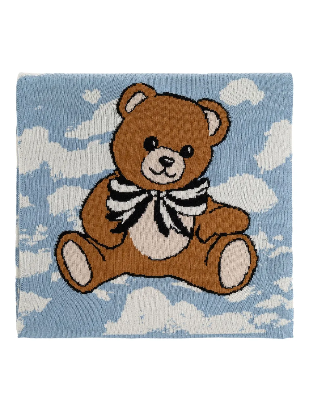 Moschino Sjaal met teddybeerprint en wolken-intarsia Blauw