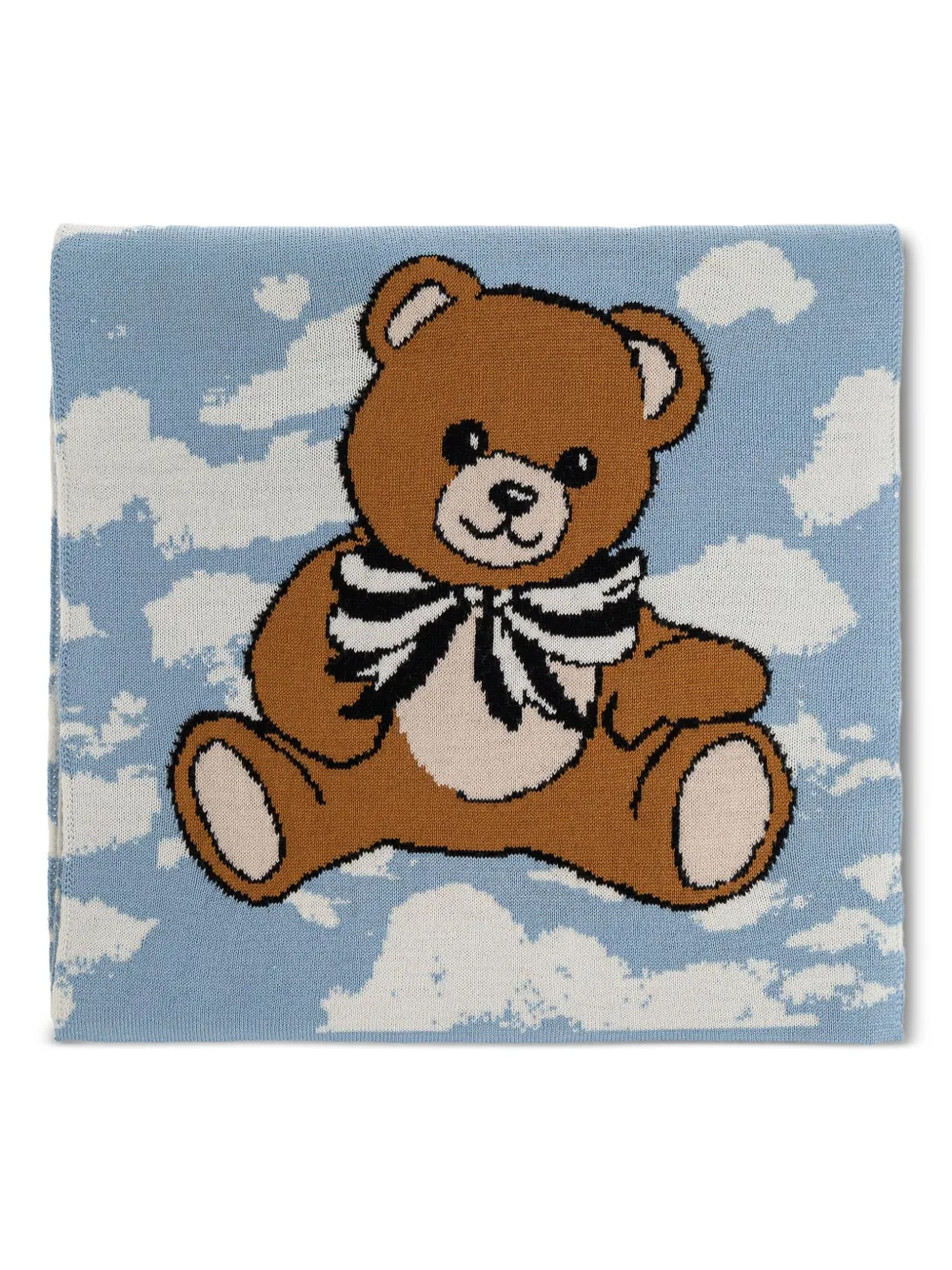 Moschino Sjaal met teddybeerprint en wolken-intarsia Blauw