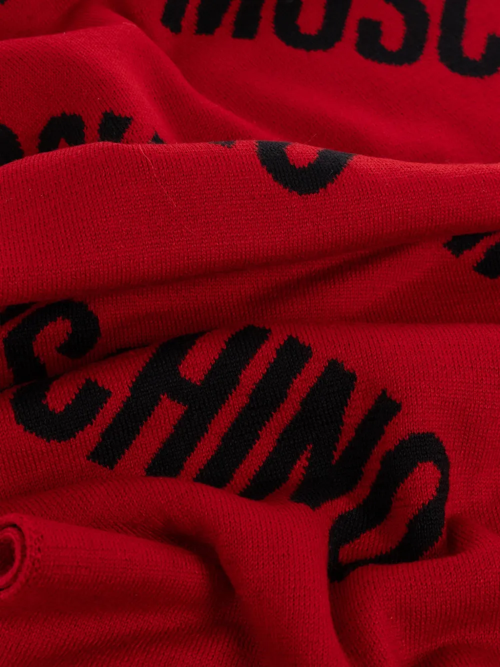 Moschino Logo-pattern Wool Scarf In Red