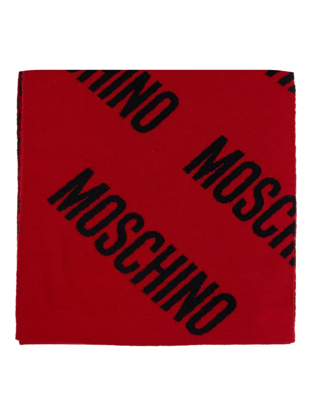 Moschino Logo-pattern Wool Scarf In Red