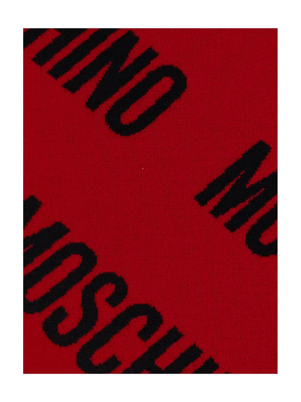 Moschino Logo-pattern Wool Scarf In Red