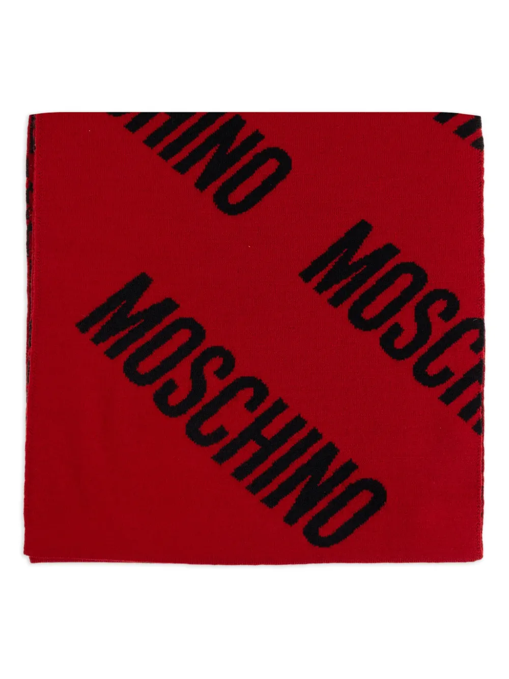 Moschino Wollen sjaal met logopatroon Rood