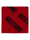 Moschino logo-pattern wool scarf - Red