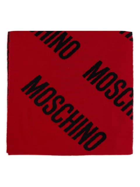 Moschino logo-pattern wool scarf
