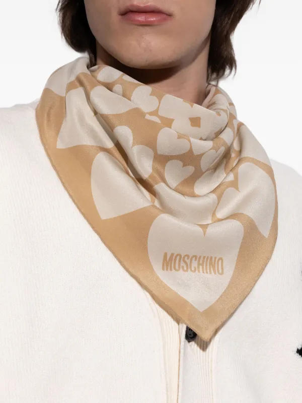 Moschino Foulard In Seta Con Stampa Toni Neutri FARFETCH IT