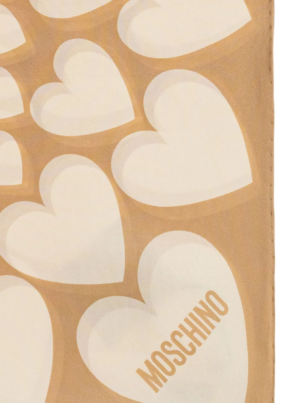 Moschino Zijden sjaal met hartprint Beige