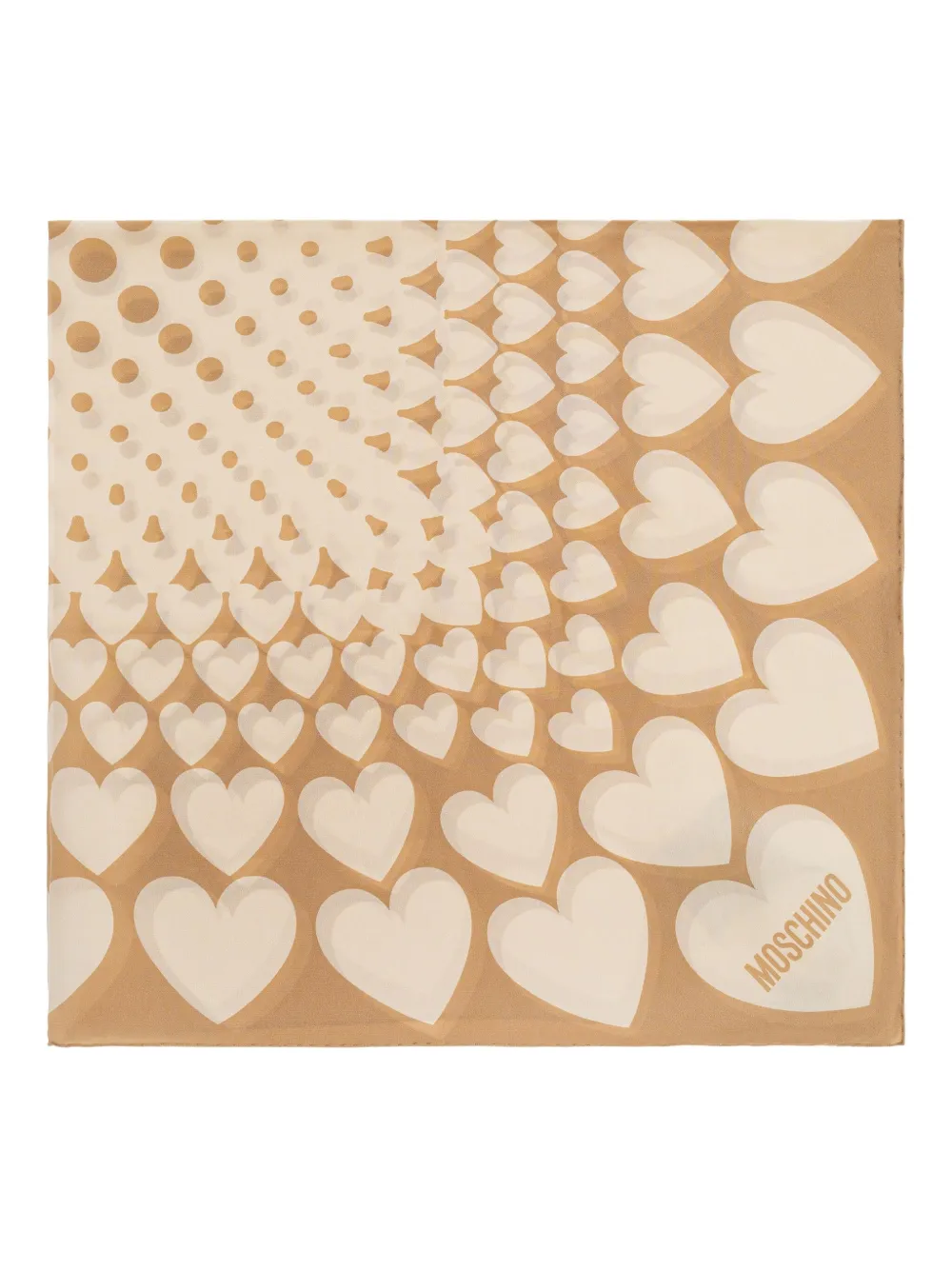 Moschino Heart-print Silk Scarf In Neutral