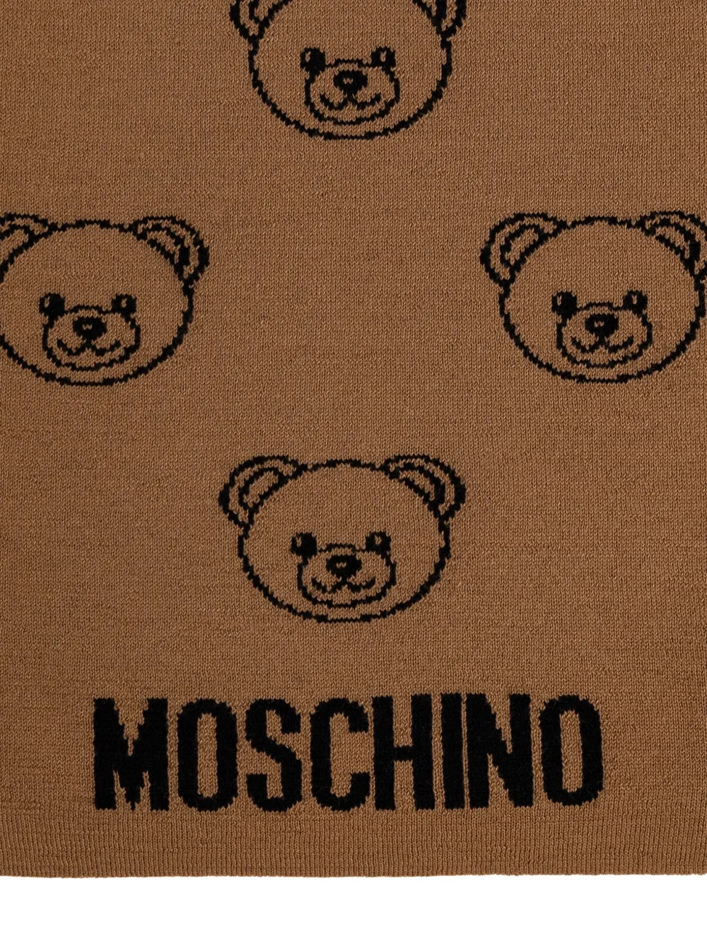 Moschino Sjaal met teddybeerprint en logo Bruin