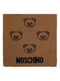 Moschino Teddy-print logo scarf - Brown