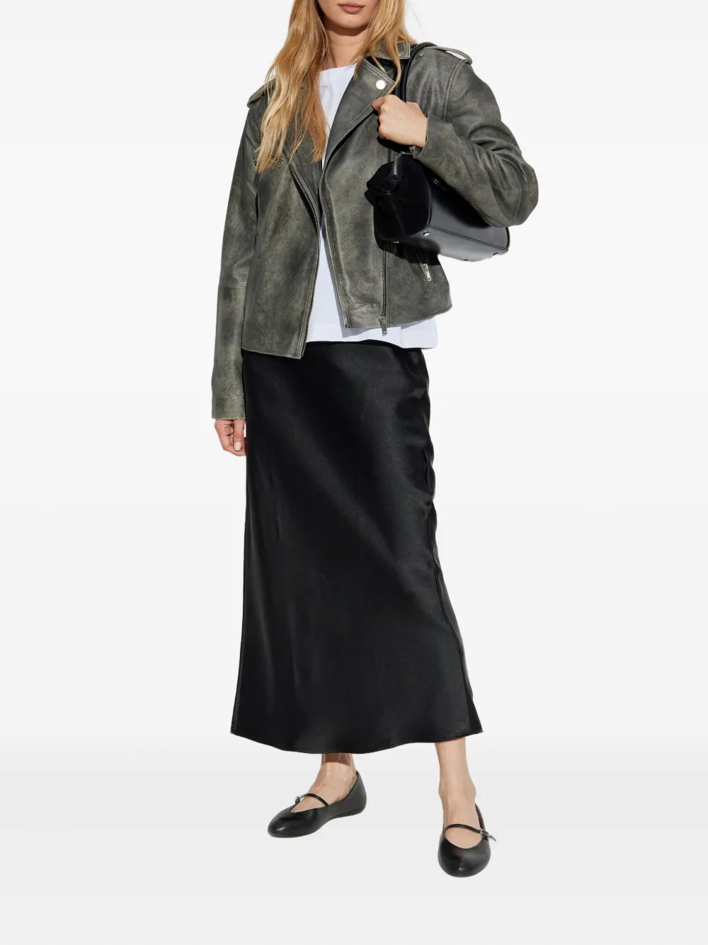 Gestuz asymmetrical zip-fastening leather jacket | Biker Jackets | Image 2