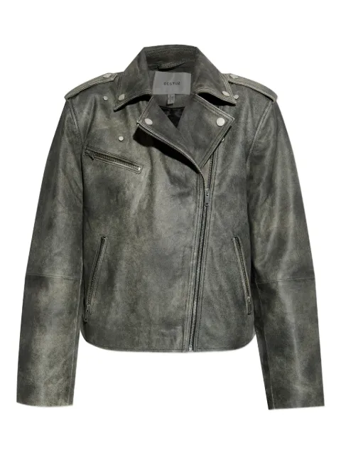 Gestuz asymmetrical zip-fastening leather jacket