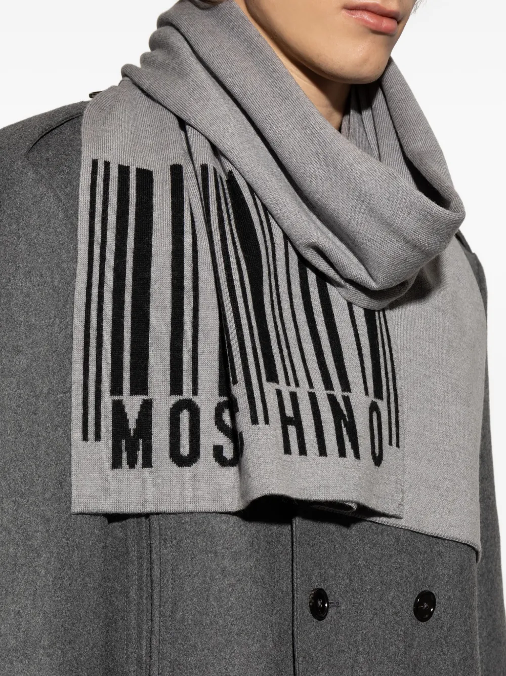 Moschino Wollen sjaal met barcode-logo Grijs
