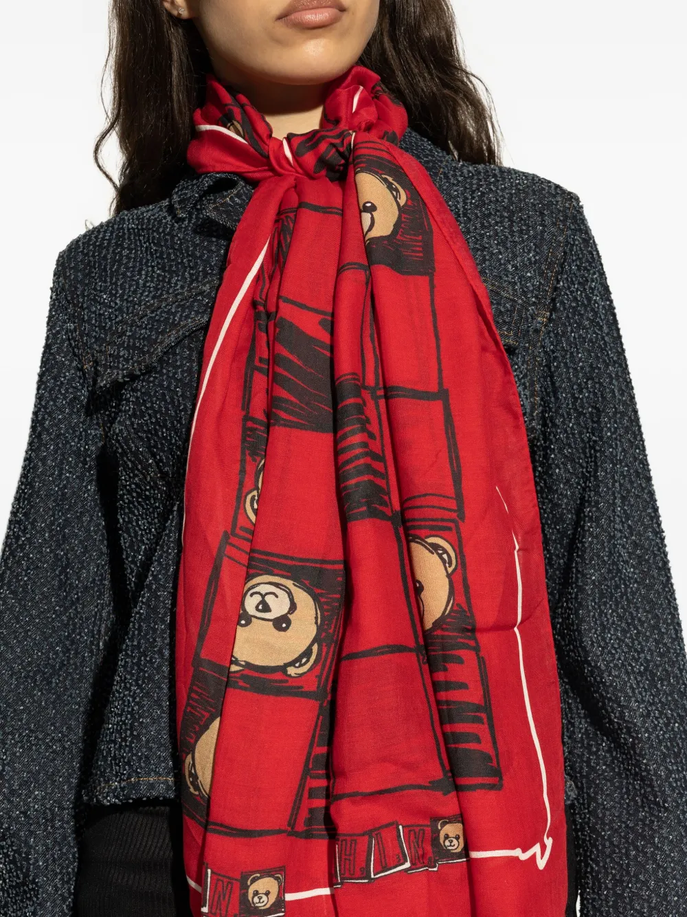 Moschino Sjaal met teddybeerprint Rood
