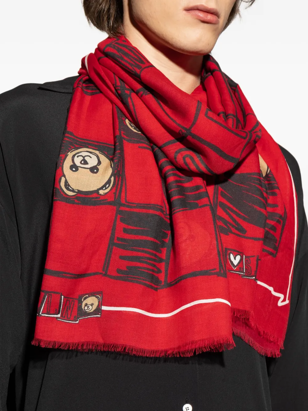 Moschino Sjaal met teddybeerprint Rood