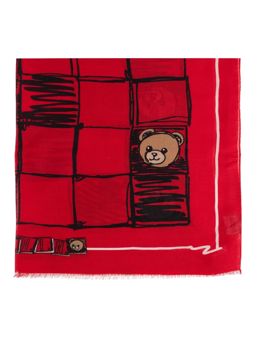 Moschino Teddy-print scarf Rood
