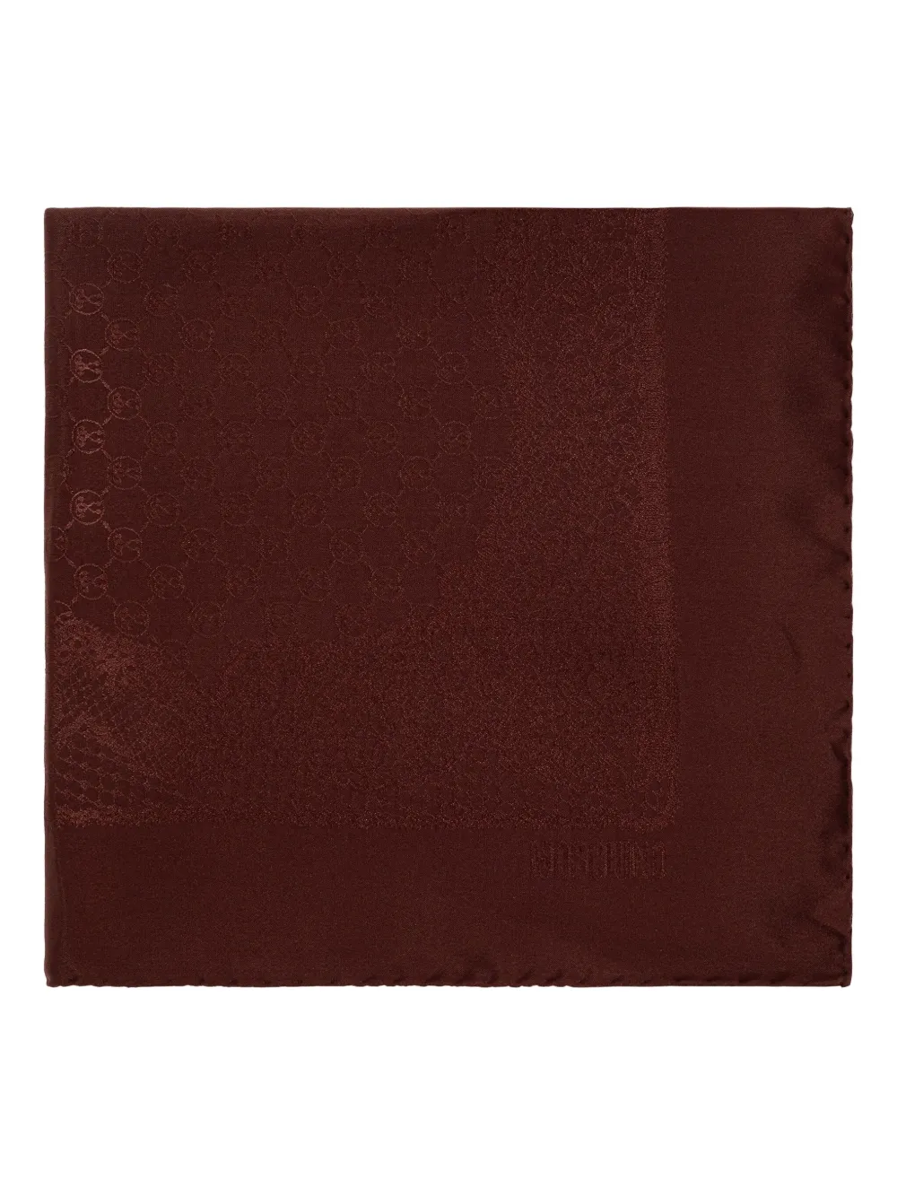 Moschino Monogram-pattern Silk Scarf In Brown