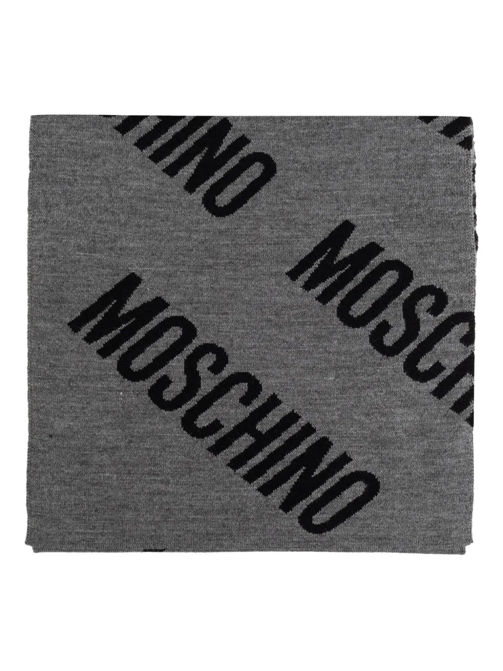Moschino logo-pattern wool scarf Grijs