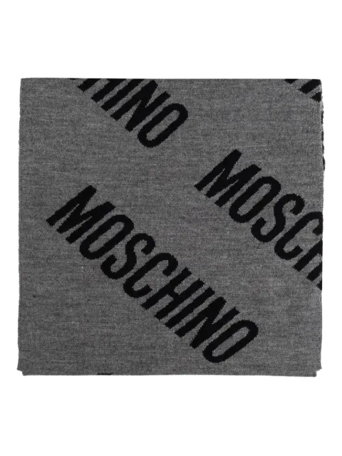 Moschino logo-pattern wool scarf