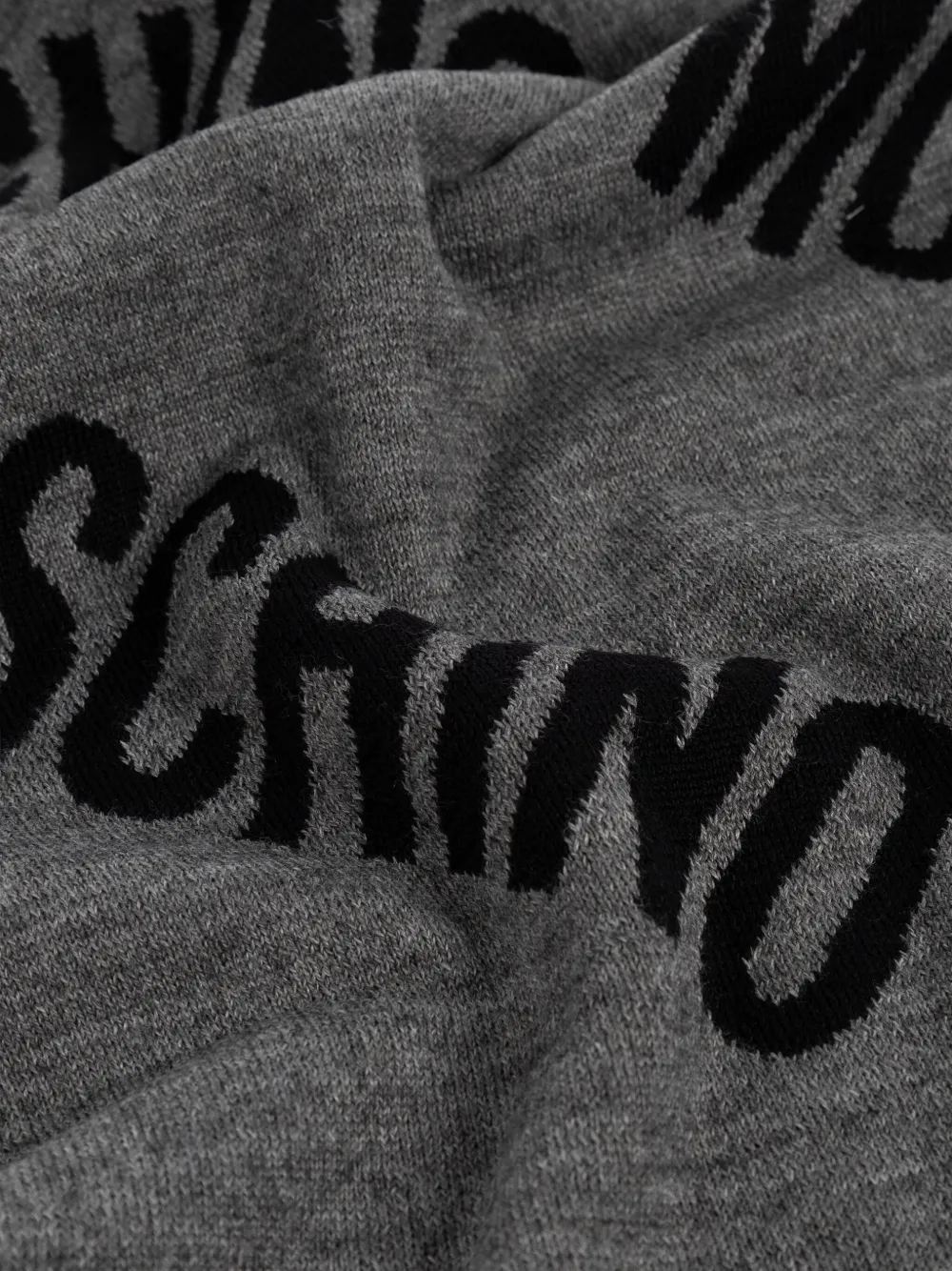 Moschino logo-pattern wool scarf Grijs