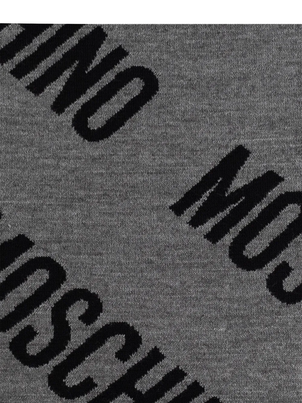 Moschino logo-pattern wool scarf Grijs