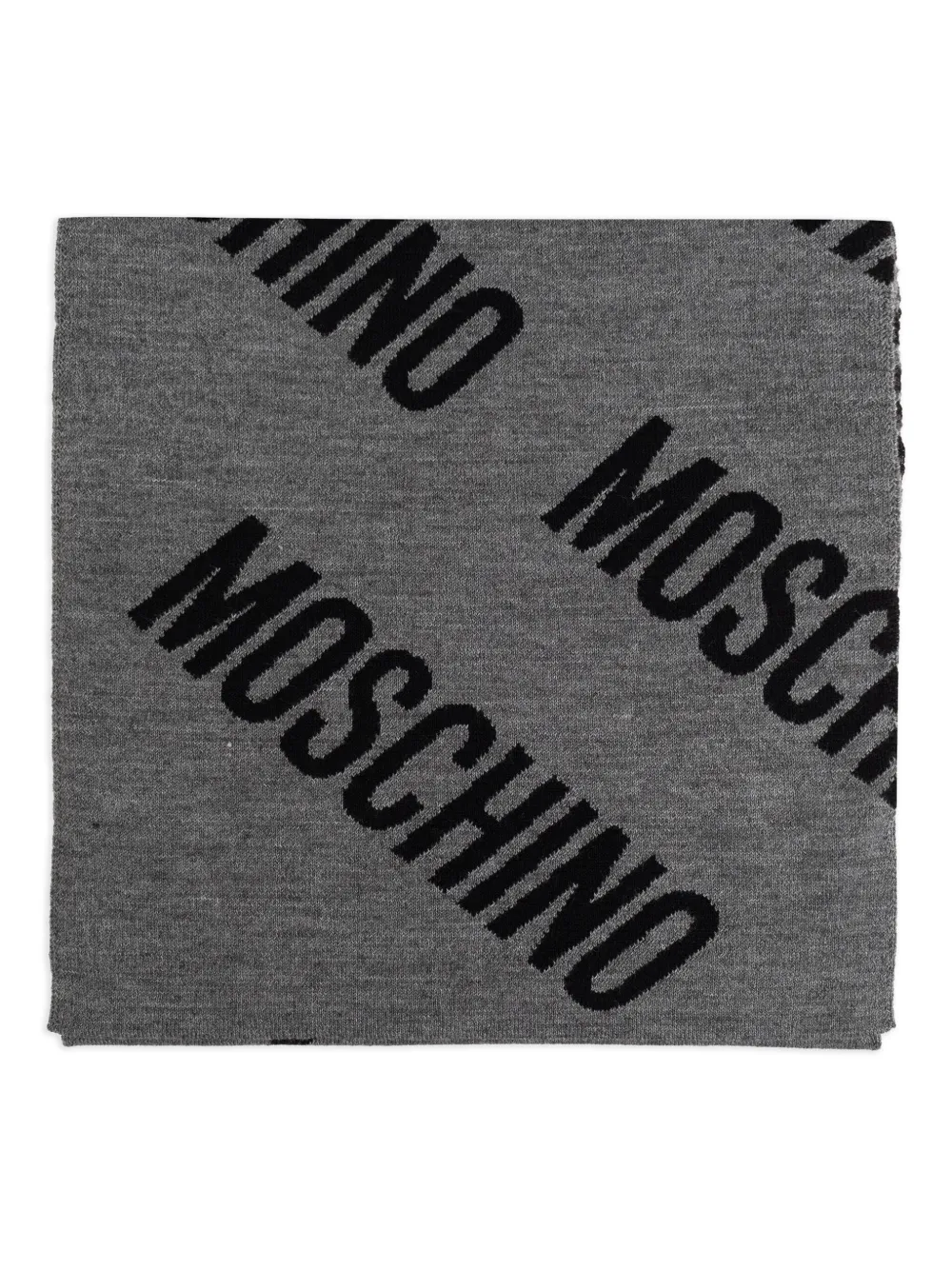 Moschino logo-pattern wool scarf | Grey | Image 1
