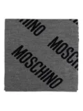 Moschino logo-pattern wool scarf - Grey