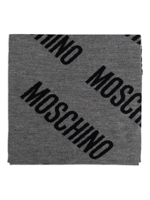 Moschino logo-pattern wool scarf