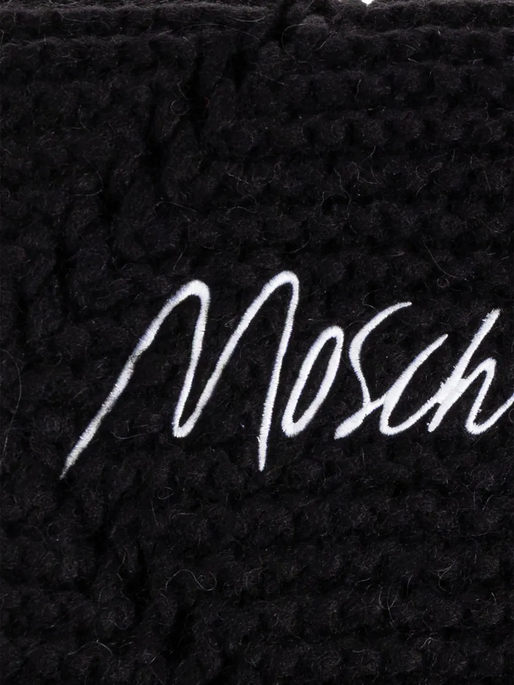 Moschino Kabelgebreide sjaal met franje Zwart