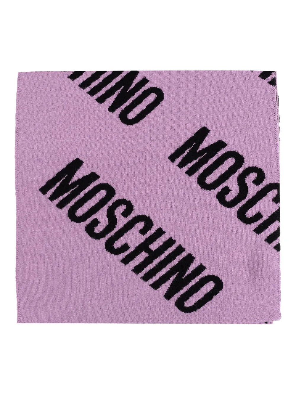 Moschino Logo-pattern Wool Scarf In Purple