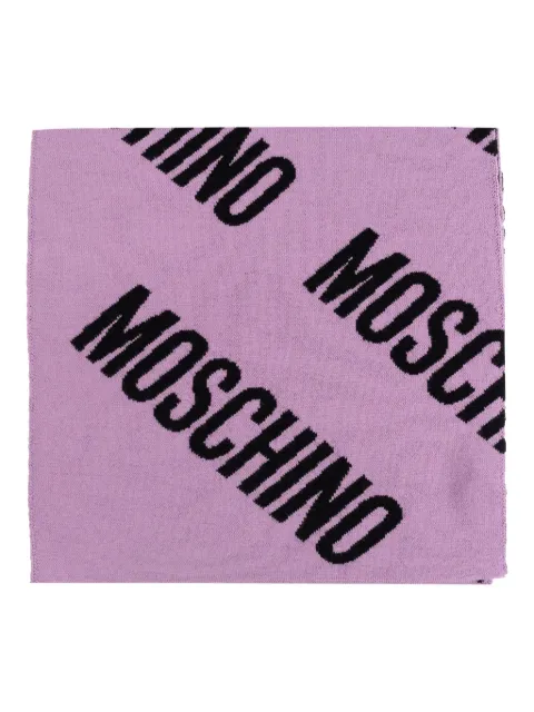 Moschino logo-pattern wool scarf