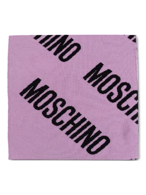 Moschino logo-pattern wool scarf