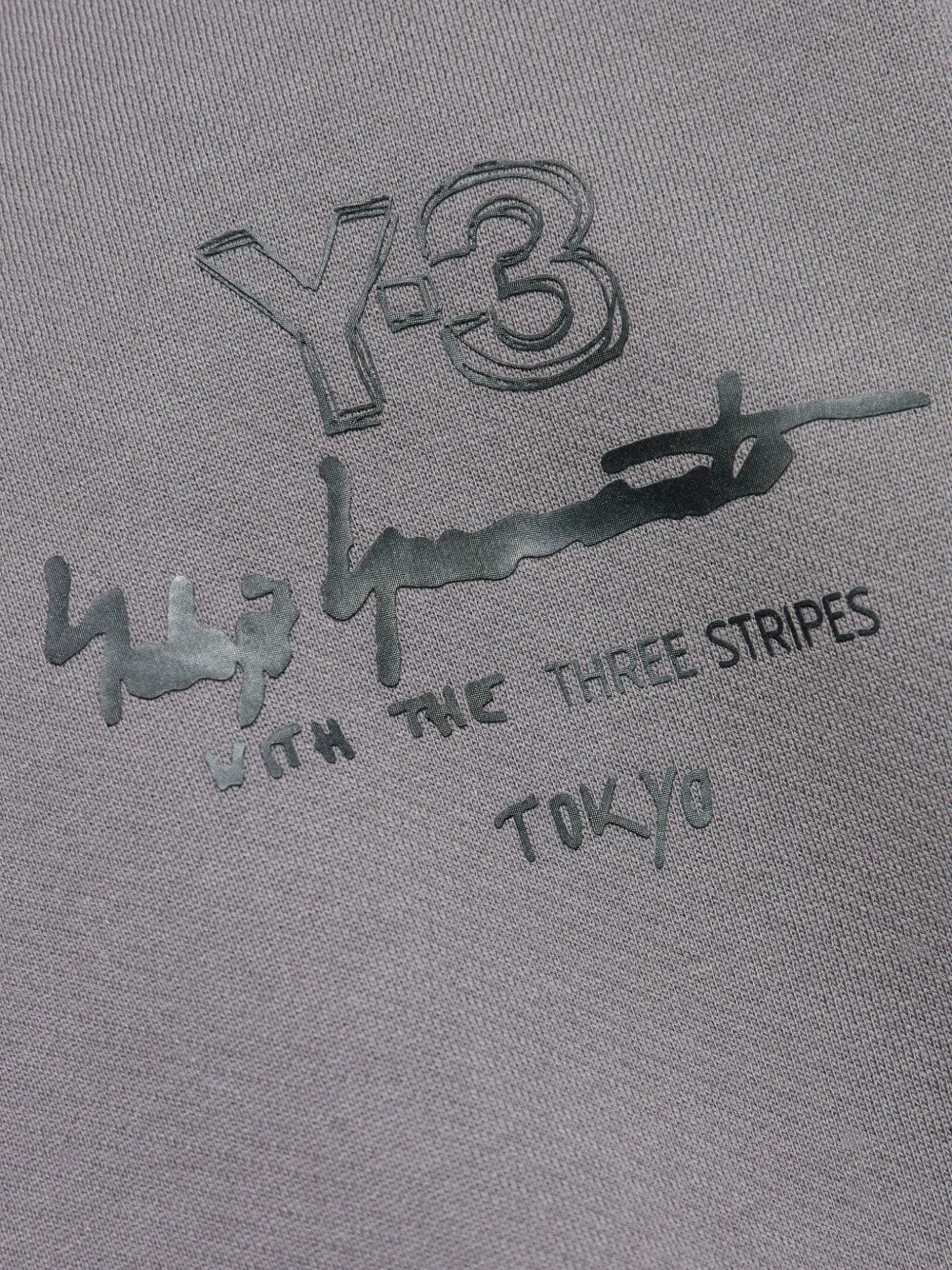 Y-3 logo-print hoodie Grijs
