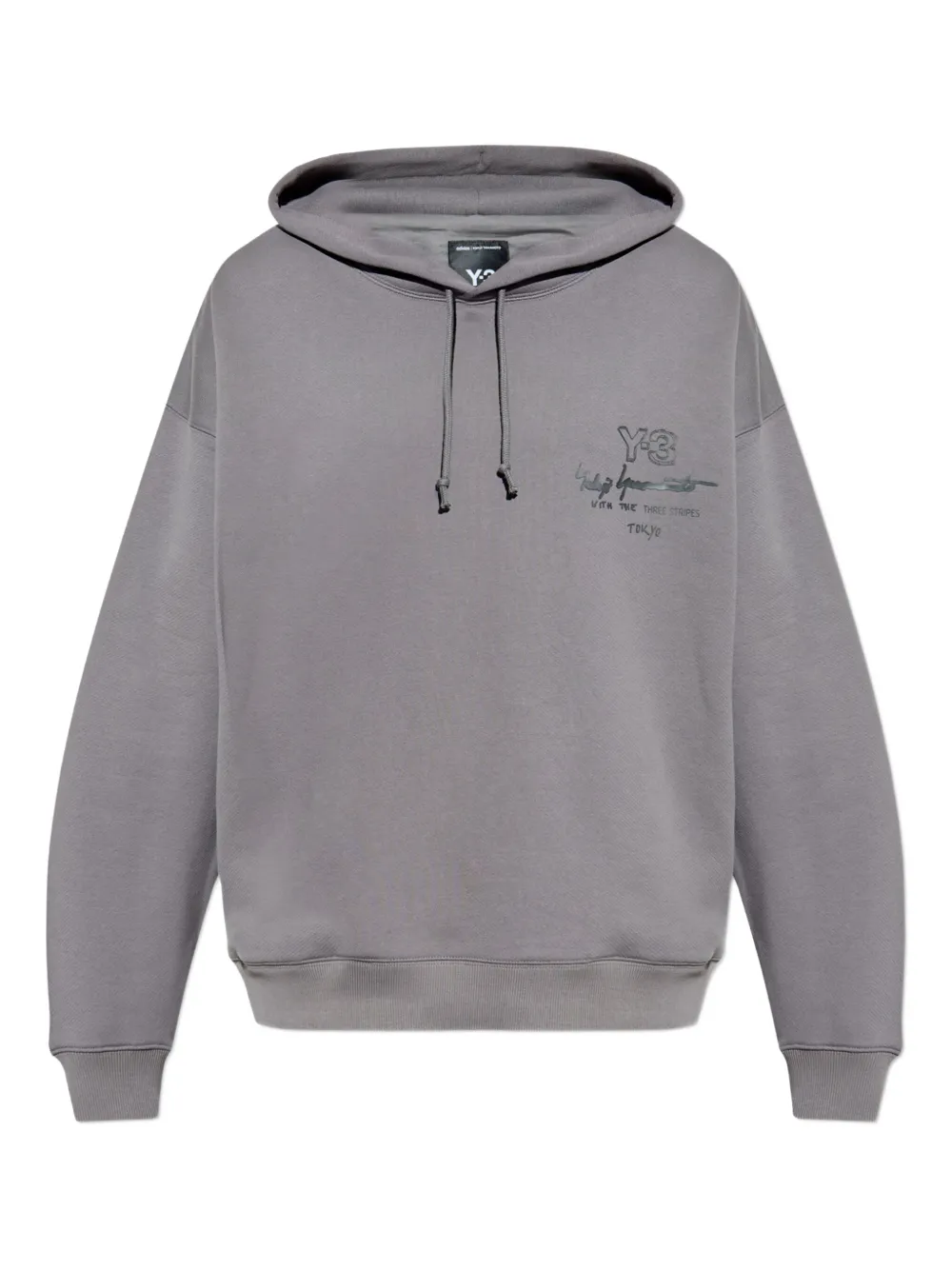 Y-3 logo-print hoodie Grijs