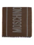 Moschino logo-detail wool scarf - Brown