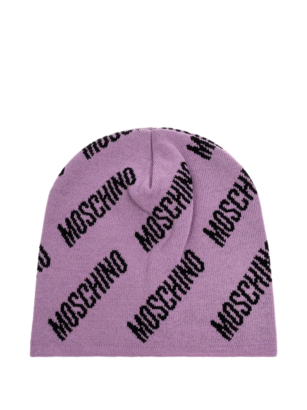 Moschino Logo-pattern Wool Beanie In Neutral