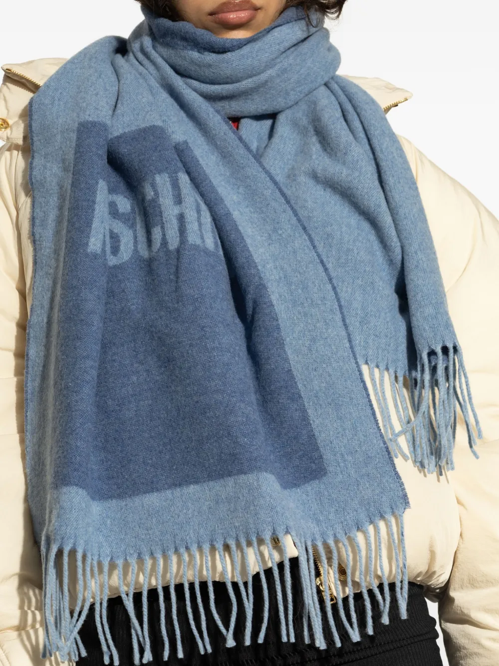 Moschino Sjaal met logodetail Blauw