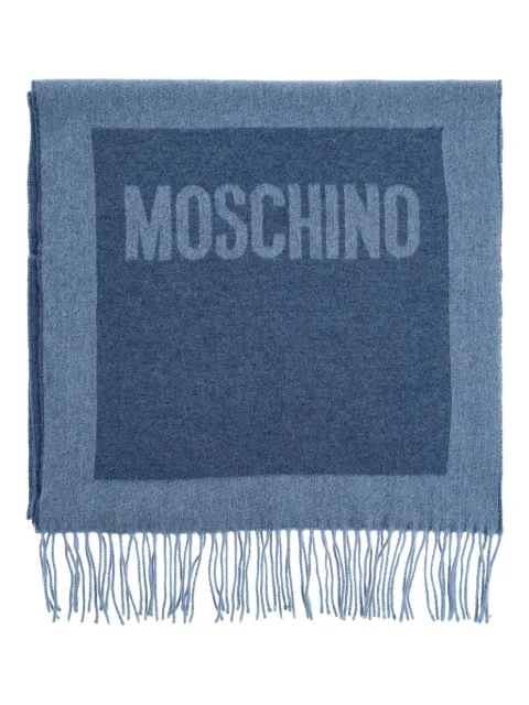 Moschino logo-detailed fringed scarf