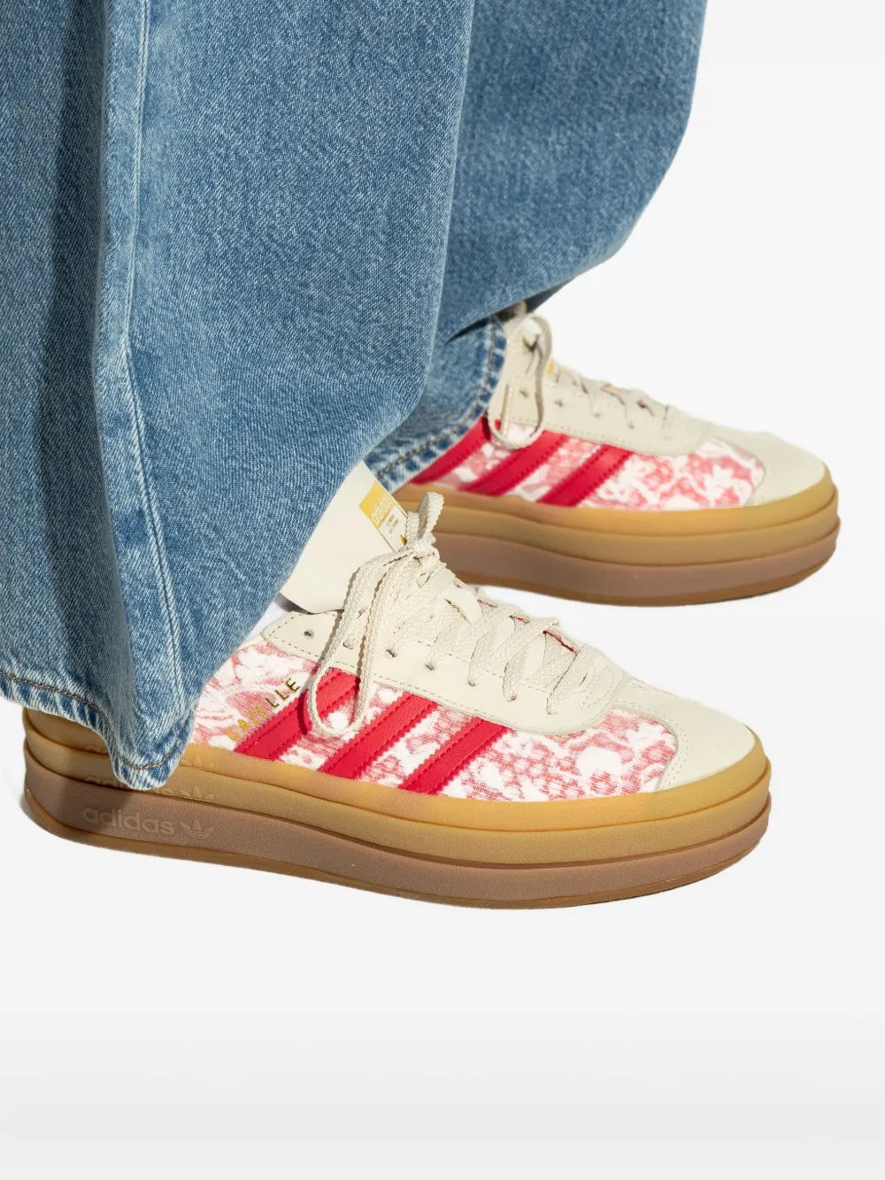 adidas floral-print platform sneakers Red