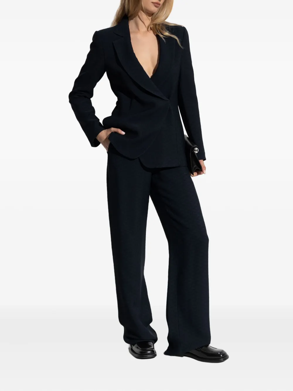 Emporio Armani textured trousers Blauw