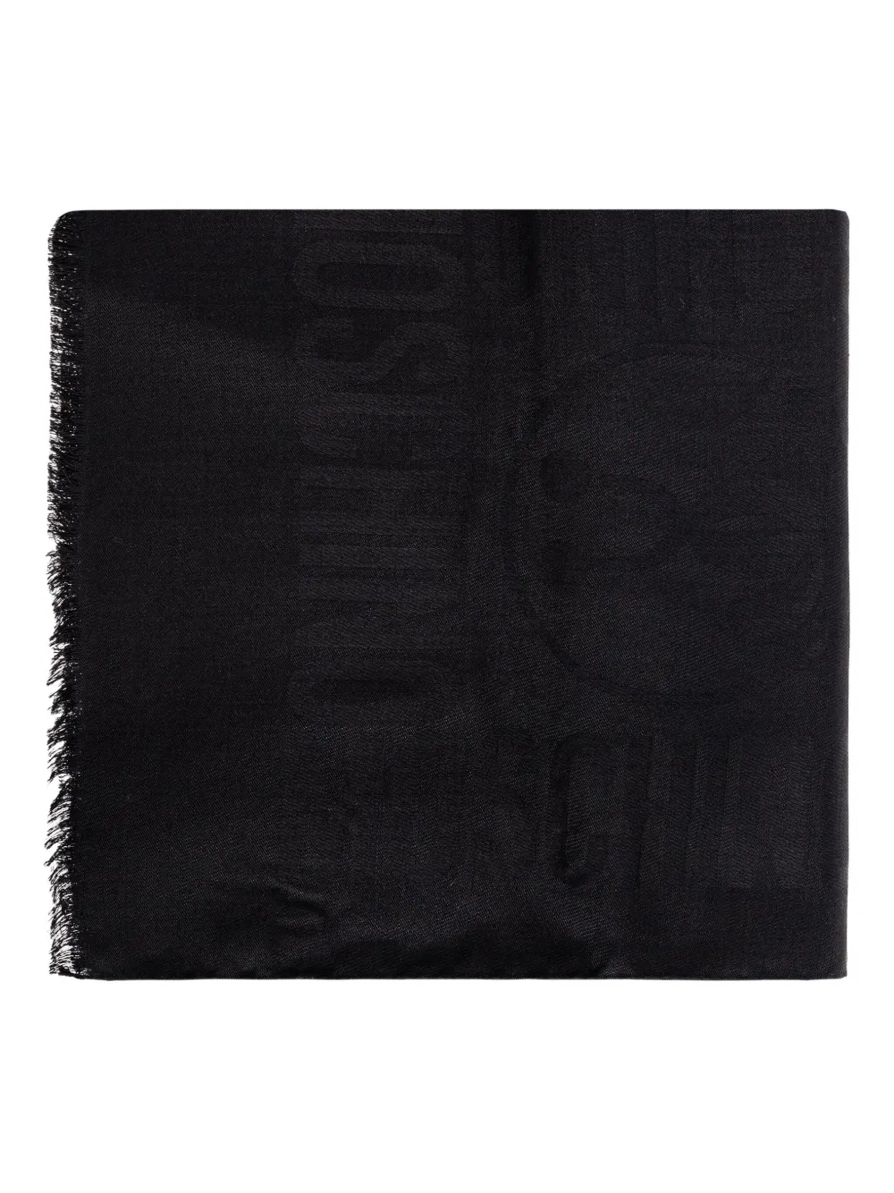 Moschino logo-jacquard fringed scarf Zwart