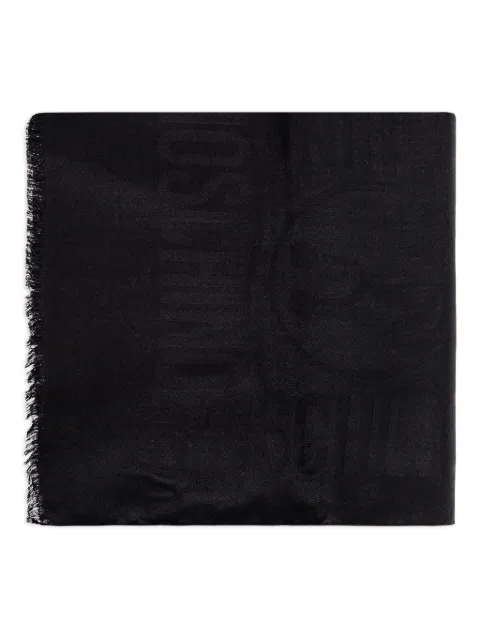 Moschino logo-jacquard fringed scarf